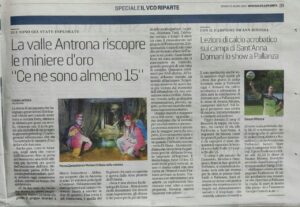La Stampa article about the discovery of a lost mine in Antrona, Piedmont