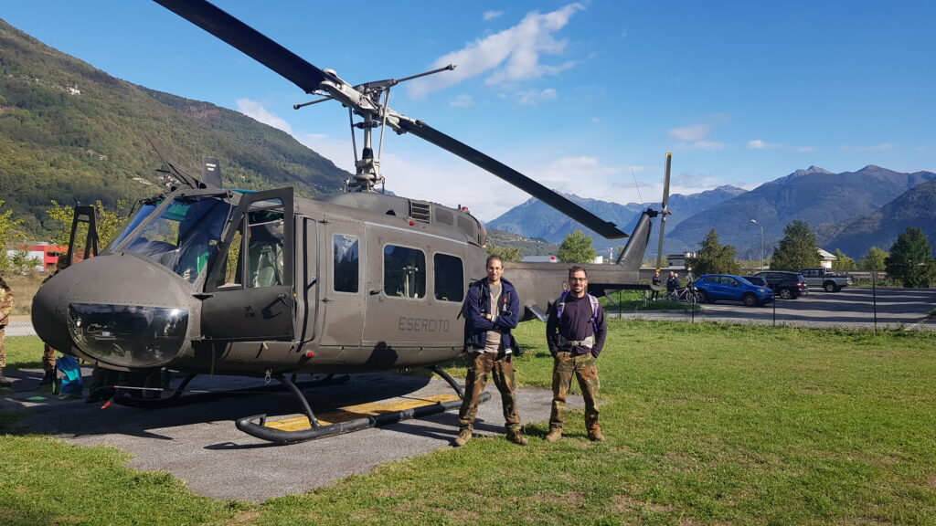 The UH 205 helicopter of the Italian army where together with the bomb squad we defused the explosives 